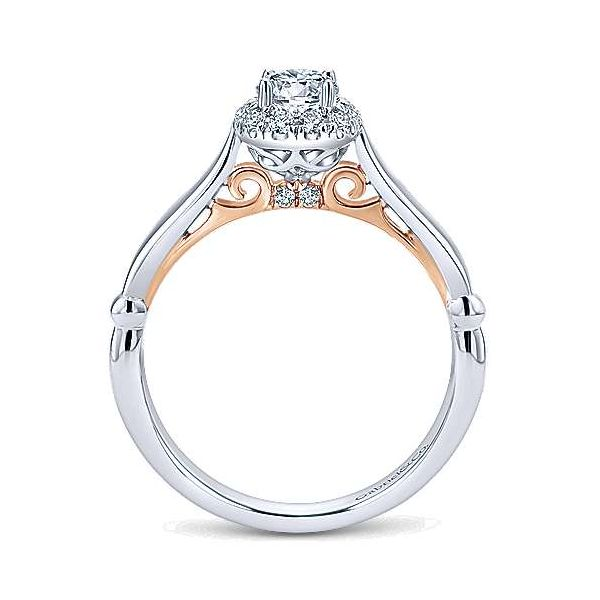 GABRIEL & CO ER911074R1T44JJ 14K White-Rose Gold Round Halo Complete Diamond Engagement Ring Image 3 Taylors Jewellers Alliston, ON