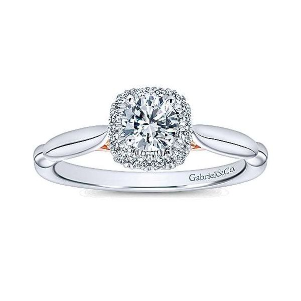 GABRIEL & CO ER911074R1T44JJ 14K White-Rose Gold Round Halo Complete Diamond Engagement Ring Image 4 Taylors Jewellers Alliston, ON