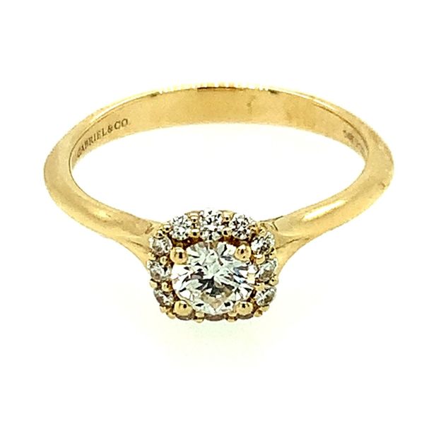 GABRIEL & CO ER911730R0Y44JJ.0001 14K YELLOW GOLD DIAMOND ENGAGEMENT RING CENTER ROUND BRILLIANT WITH CUSHION HALO  CENTER STONE Taylors Jewellers Alliston, ON