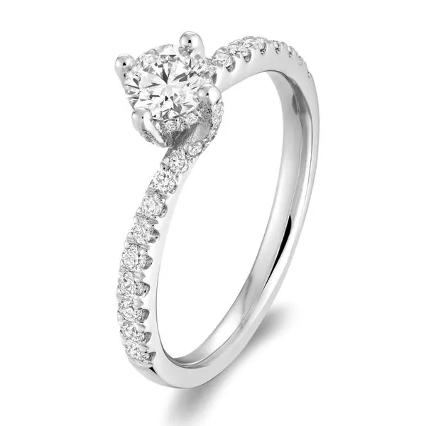 DIAMOND ENGAGEMENT RING SOLITAIRE STYLE WITH  ROUND BRILLIANT CENTER STONE 0.46 CT 14KT WHITE GOLD SIZE 6.5 Taylors Jewellers Alliston, ON