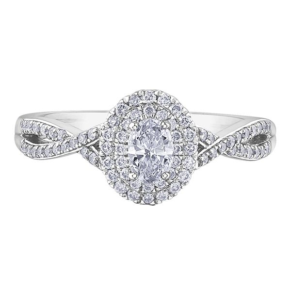 Oval Diamond Engagement Ring With Double Halo in14K White Gold Image 2 Taylors Jewellers Alliston, ON