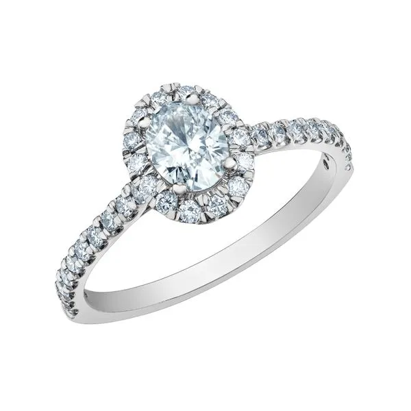 LAB GROWN DIAMOND ENGAGEMENT RING  14KT WHITE WITH OVAL CENTER=0.50CT - SI1-D Taylors Jewellers Alliston, ON