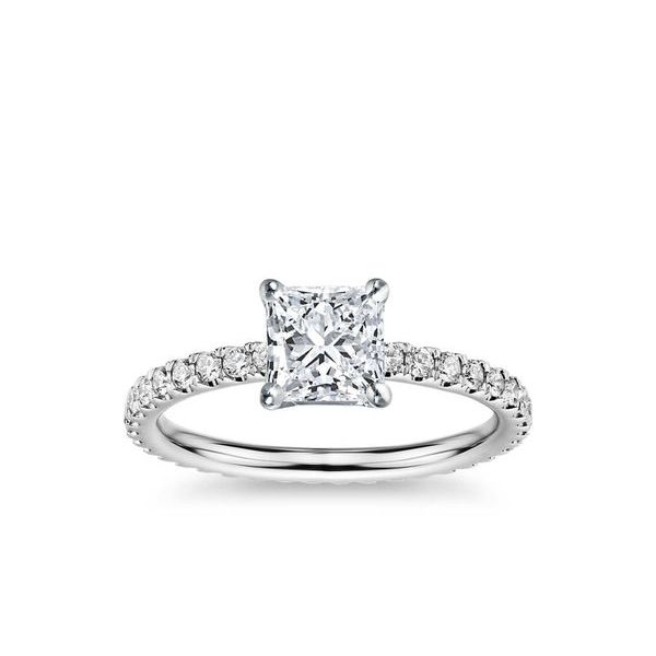 14KT WHITE GOLD DIAMOND ENGAGEMENT RING WITH CENTER PRINCESS CUT .0.43CT    0.84TDW Taylors Jewellers Alliston, ON