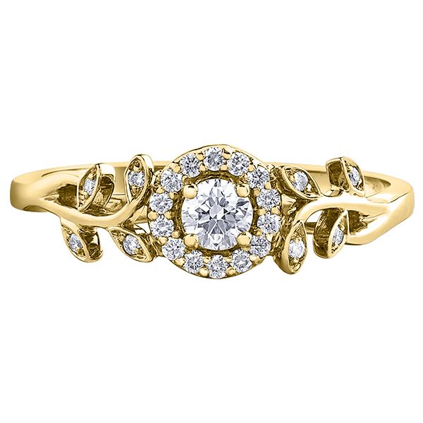 10KT YELLOW GOLD DIAMOND ENGAGEMENT RING WITH 1 CDN ROUND =0.14 WITH HALO  0.25 TDW Image 2 Taylors Jewellers Alliston, ON