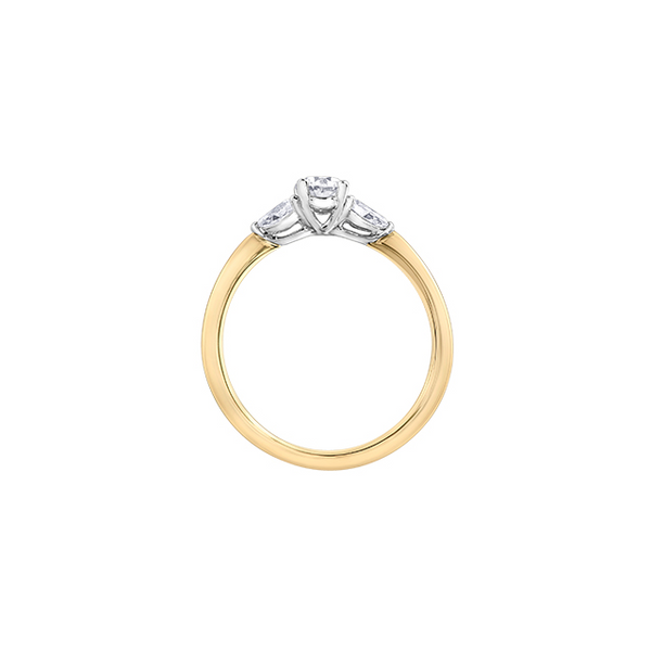 0.65CTW 3 Stone Oval & Pear Diamond Engagement Ring in 14K Yellow & White Gold Image 3 Taylors Jewellers Alliston, ON