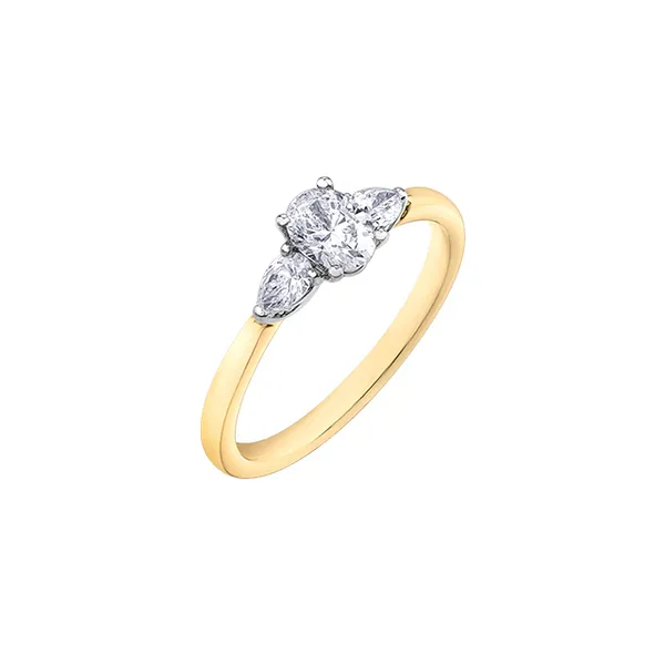 0.65CTW 3 Stone Oval & Pear Diamond Engagement Ring in 14K Yellow & White Gold Taylors Jewellers Alliston, ON