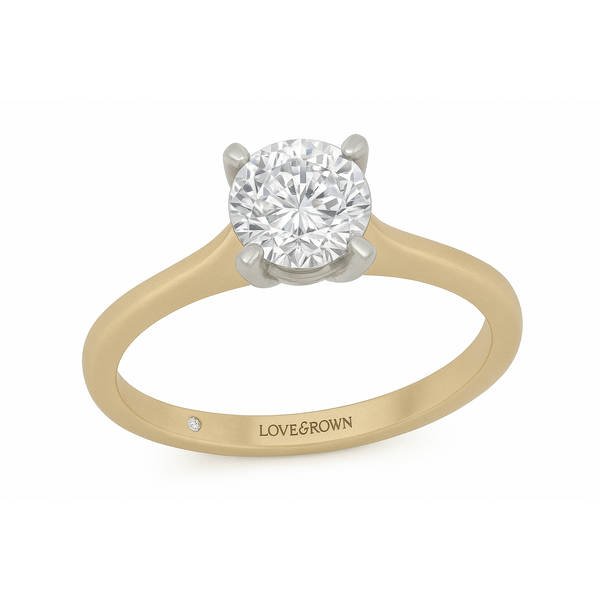 14kt Yellow & White Gold 1.00ct EF VS2 Round Brilliant Lab Grown Diamond Solitaire Engagement Ring With Hidden Halo Size 6.5 Taylors Jewellers Alliston, ON