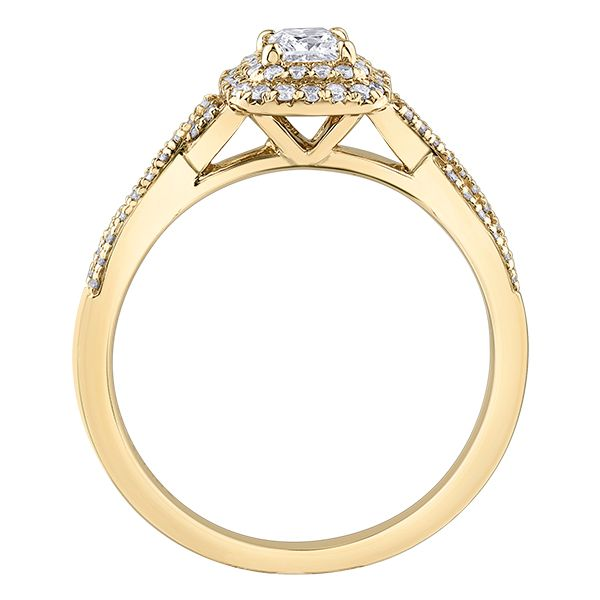 0.50CTW Princess Diamond Halo Engagement Ring in 10K Yellow Gold Image 3 Taylors Jewellers Alliston, ON