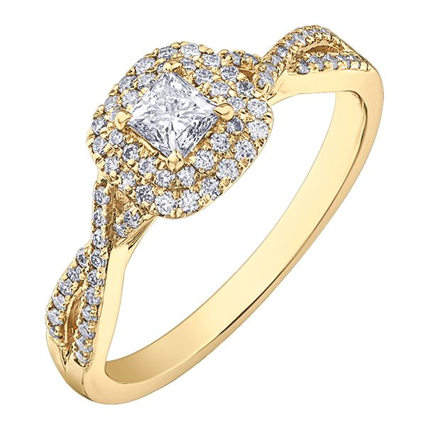 0.50CTW Princess Diamond Halo Engagement Ring in 10K Yellow Gold Taylors Jewellers Alliston, ON