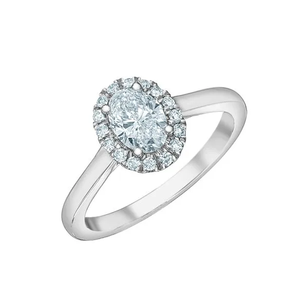 0.95CT Oval Cut Lab Grown Diamond Halo Engagement Ring in 14K White Gold | Taylor's Jewellers Taylors Jewellers Alliston, ON