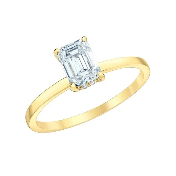 1.08CT Emerald Cut LGD VVS2 E 14KY Hidden Halo DER 1.14CTW Taylors Jewellers Alliston, ON