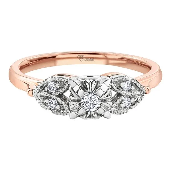Antique Style Diamond Engagement Ring Set in White & Rose 10K Gold Image 2 Taylors Jewellers Alliston, ON