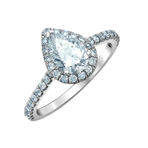 0.56 CT Pear Shape Lab Grown Diamond Halo Engagement Ring in 14K White Gold Image 2 Taylors Jewellers Alliston, ON
