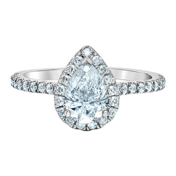 0.56 CT Pear Shape Lab Grown Diamond Halo Engagement Ring in 14K White Gold Taylors Jewellers Alliston, ON
