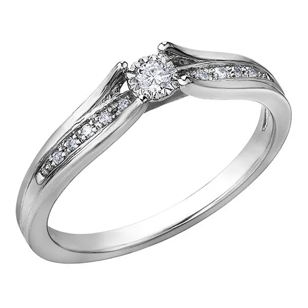 10kt White Gold 0.10cttw Illusion Set Diamond Engagement Ring Taylors Jewellers Alliston, ON