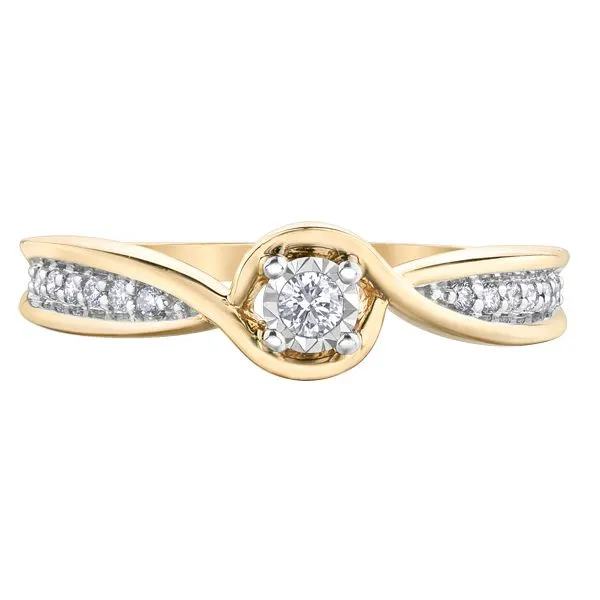 10kt Yellow Gold 0.12cttw Diamond Illusion Set Engagement Ring Image 2 Taylors Jewellers Alliston, ON