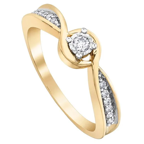 10kt Yellow Gold 0.12cttw Diamond Illusion Set Engagement Ring Taylors Jewellers Alliston, ON