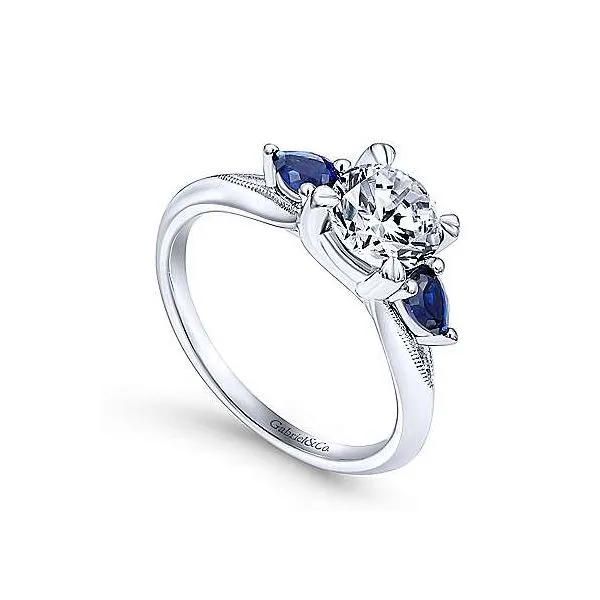 0.50CT CZ & SAPPHIRES SEMI MOUNT 14KT WG &SAPPHIRES  SIZE 6.5 (centre stone not included)  SIZING NOT INCLUDED FINAL SALE Image 2 Taylors Jewellers Alliston, ON