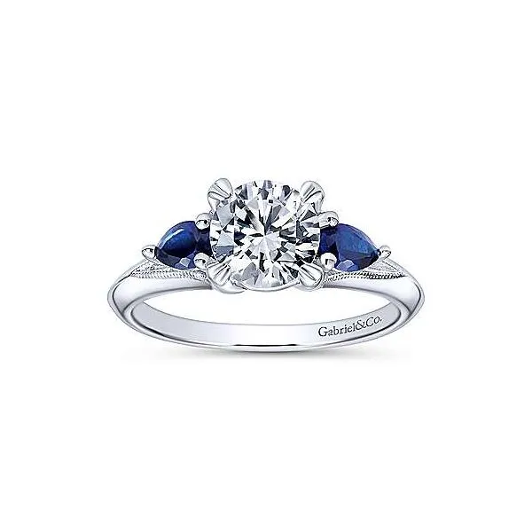 0.50CT CZ & SAPPHIRES SEMI MOUNT 14KT WG &SAPPHIRES  SIZE 6.5 (centre stone not included)  SIZING NOT INCLUDED FINAL SALE Image 4 Taylors Jewellers Alliston, ON