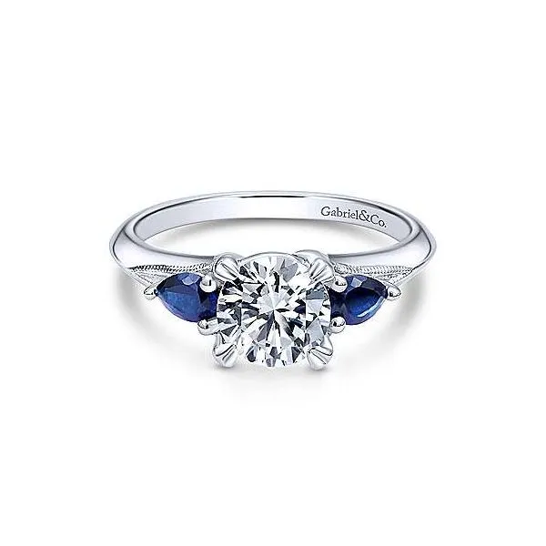 0.50CT CZ & SAPPHIRES SEMI MOUNT 14KT WG &SAPPHIRES  SIZE 6.5 (centre stone not included)  SIZING NOT INCLUDED FINAL SALE Taylors Jewellers Alliston, ON