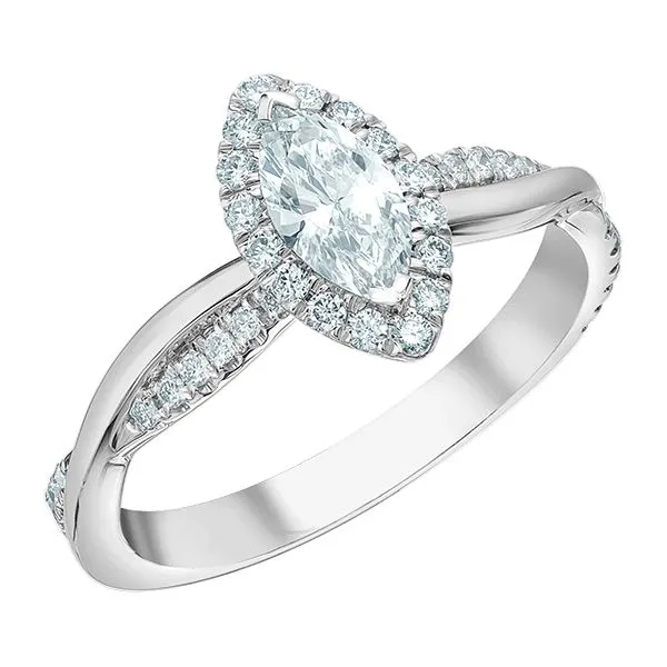 0.63CT Marquise LGD Halo Engagement Ring In 14K White Gold Image 2 Taylors Jewellers Alliston, ON
