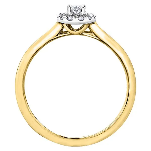 10kt Yellow & White Gold 0.20cttw Oval Diamond & Halo Engagment Ring Image 2 Taylors Jewellers Alliston, ON