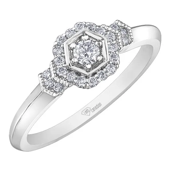 0.20CTW HEXAGON DIAMOND RING IN 10K WHITE GOLD Image 2 Taylors Jewellers Alliston, ON