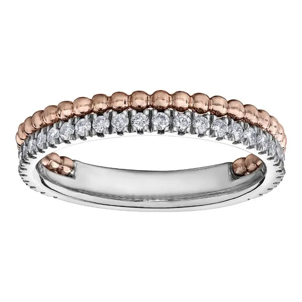 10kt Rose & White Gold 0.30cttw Diamond & Bead Accent Ring Taylors Jewellers Alliston, ON