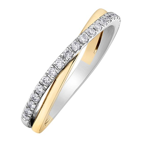 0.20CT T.W 10KT WHITE & YELLOW TWIST BAND SIZE 6.5 Image 2 Taylors Jewellers Alliston, ON