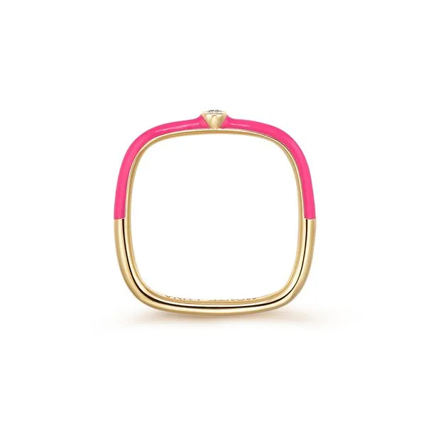 Monte Luna Carabiner Lab Grown Diamond Neon Pink Enamel Ring - In 925 Silver Gold Plating Image 2 Taylors Jewellers Alliston, ON