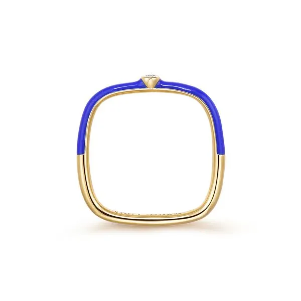 Monte Luna Carabiner Lab Grown Diamond Blue Enamel Ring - In 925 Silver Gold Plating Image 2 Taylors Jewellers Alliston, ON
