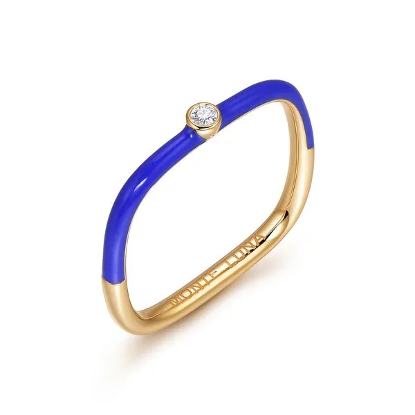 Monte Luna Carabiner Lab Grown Diamond Blue Enamel Ring - In 925 Silver Gold Plating Taylors Jewellers Alliston, ON