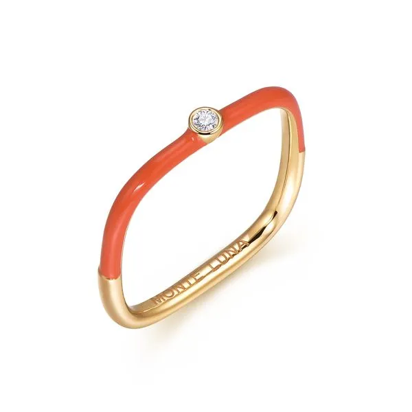 Monte Luna Carabiner Lab Grown Diamond Orange Enamel Ring - In 925 Silver Gold Plating Taylors Jewellers Alliston, ON