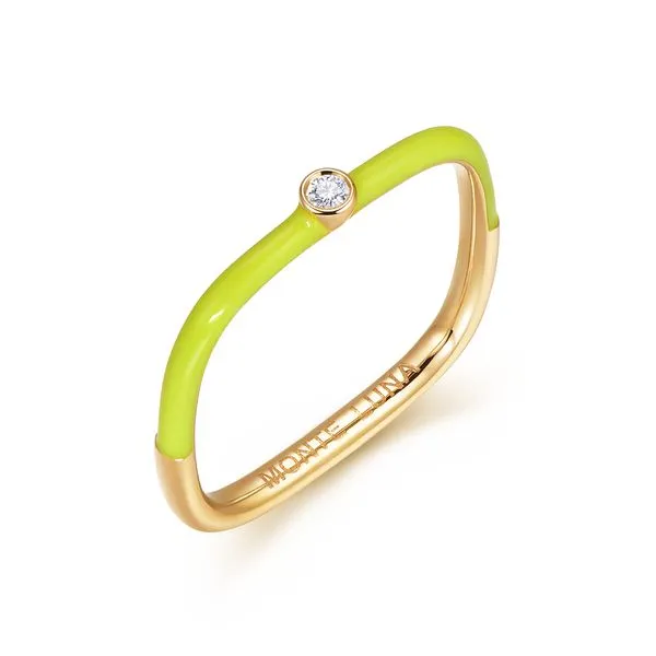 Monte Luna Carabiner Lab Grown Diamond Yellow Enamel Ring - In 925 Silver Gold Plating Taylors Jewellers Alliston, ON