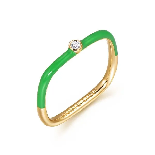 Monte Luna Carabiner Lab Grown Diamond Green Enamel Ring - In 925 Silver With Gold Plating Taylors Jewellers Alliston, ON