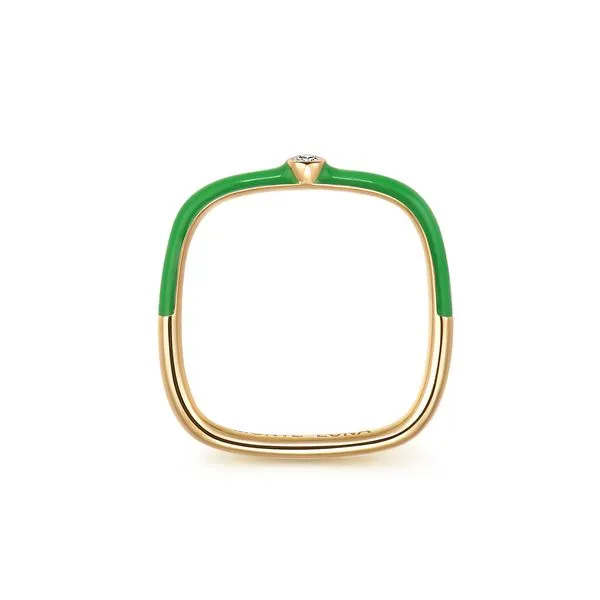 Monte Luna Carabiner Lab Grown Diamond Green Enamel Ring - In 925 Silver With Gold Plating Image 2 Taylors Jewellers Alliston, ON