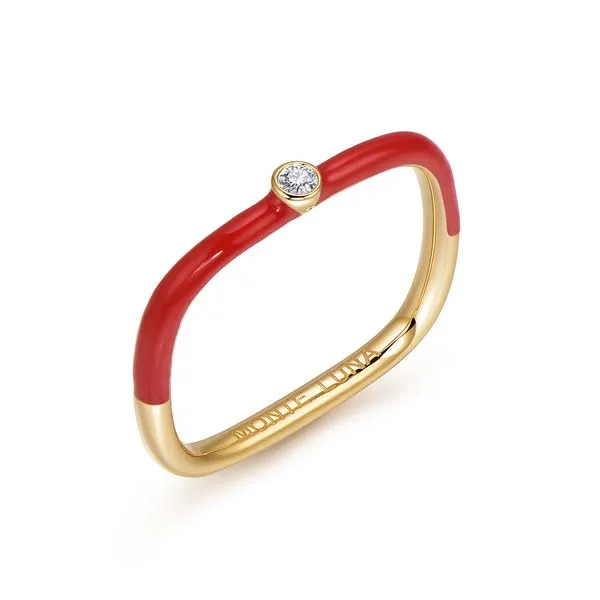 Monte Luna Carabiner Lab Grown Diamond Red Enamel Ring - In 925 Silver With Gold Plating Taylors Jewellers Alliston, ON