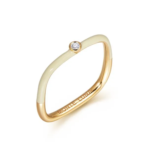 Monte Luna Carabiner Lab Grown Diamond Cream Enamel Ring - In 925 Silver With Gold Plating Taylors Jewellers Alliston, ON