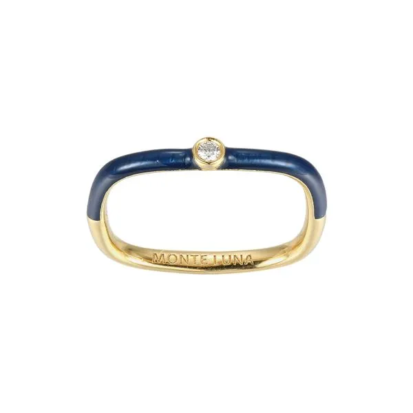 Monte Luna Carabiner Lab Grown Diamond Navy Enamel Ring - In 925 Silver With Gold Plating Taylors Jewellers Alliston, ON