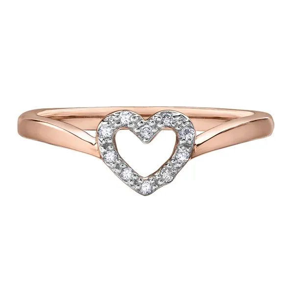0.10CTW Diamond Heart Ring in 10K Rose Gold Image 3 Taylors Jewellers Alliston, ON