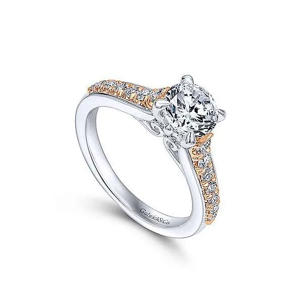 14K White-Rose Gold Round Diamond Semi-Mount Engagement Ring (Requires Center Stone)  SIZING NOT INCLUDED FINAL SALE Image 2 Taylors Jewellers Alliston, ON
