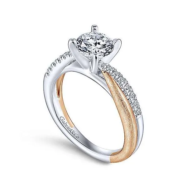 14K White-Rose Gold Round Diamond Criss Cross Semi- mount Engagement Ring (CENTER STONE REQUIRED) SIZING NOT INCLUDED FINAL SALE Image 2 Taylors Jewellers Alliston, ON