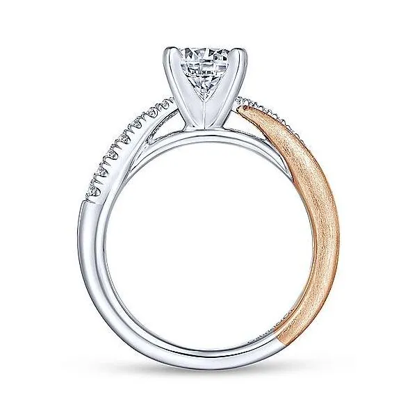 14K White-Rose Gold Round Diamond Criss Cross Semi- mount Engagement Ring (CENTER STONE REQUIRED) SIZING NOT INCLUDED FINAL SALE Image 3 Taylors Jewellers Alliston, ON