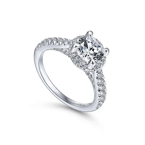 14K White Gold Round Halo Diamond Semi-Mount Engagement Ring (Center Stone Not Included) Image 2 Taylors Jewellers Alliston, ON