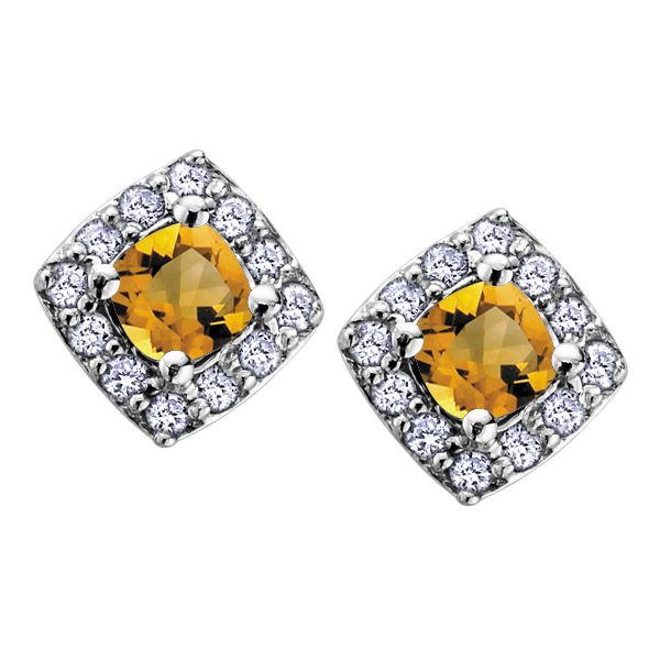 CITRINE BIRTHSTONE SERIES WITH 0.12CTW DIAMOND 10KT WHITE GOLD EARRINGS Taylors Jewellers Alliston, ON