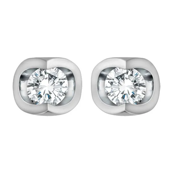 14KT WHITE GOLD DIAMOND EARRINGS TENSION SET SCREW BACKS 0.14 CT TW Taylors Jewellers Alliston, ON