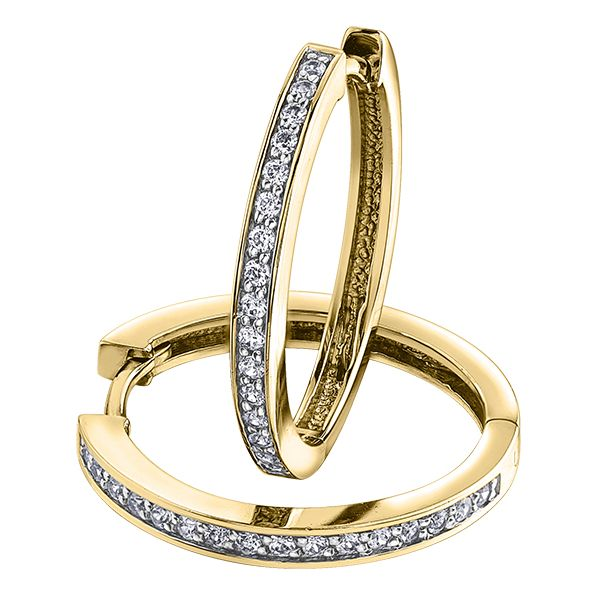 0.33C.T.W Diamond 10Kt Yellow Gold Hoop Earrings Taylors Jewellers Alliston, ON