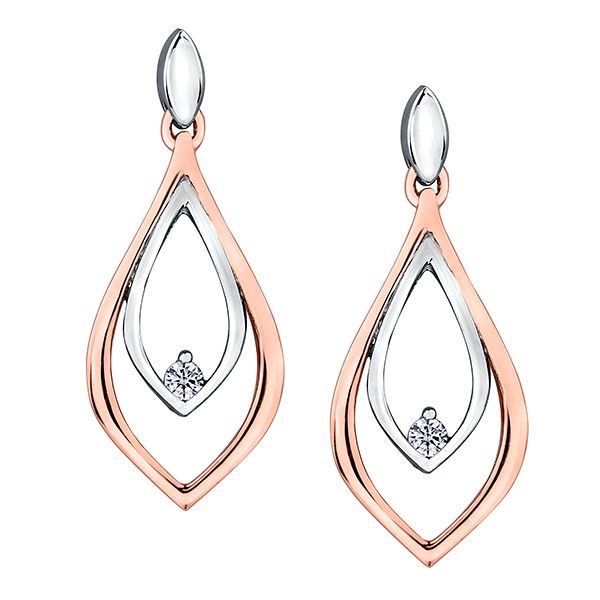 14Kt Rose & White Gold Diamond Drop Earrings Taylors Jewellers Alliston, ON