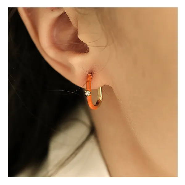 Monte Luna Carabiner Lab Grown Diamond Orange Enamel Earrings - 925 Silver W/Gold Plating Image 2 Taylors Jewellers Alliston, ON