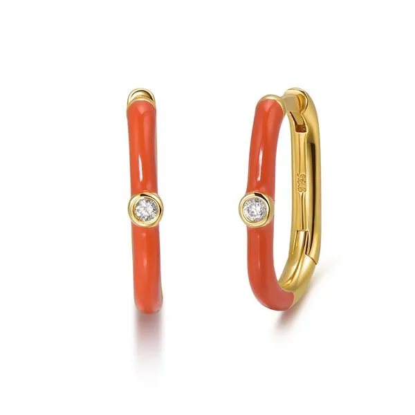 Monte Luna Carabiner Lab Grown Diamond Orange Enamel Earrings - 925 Silver W/Gold Plating Taylors Jewellers Alliston, ON